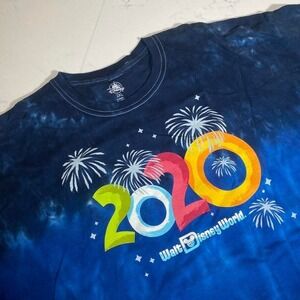 Disney World 2020 Tie Dye Fireworks Mickey Minnie Pluto T-Shirt Men's 2XL